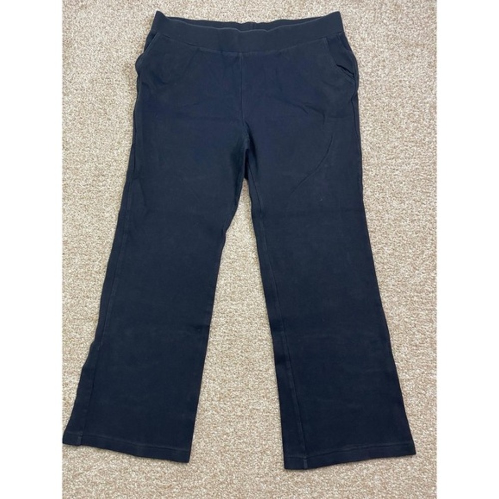 Lauren Ralph Lauren Pants Womens 2X Black Ribbed Knit Pull On Wide Leg Casual
